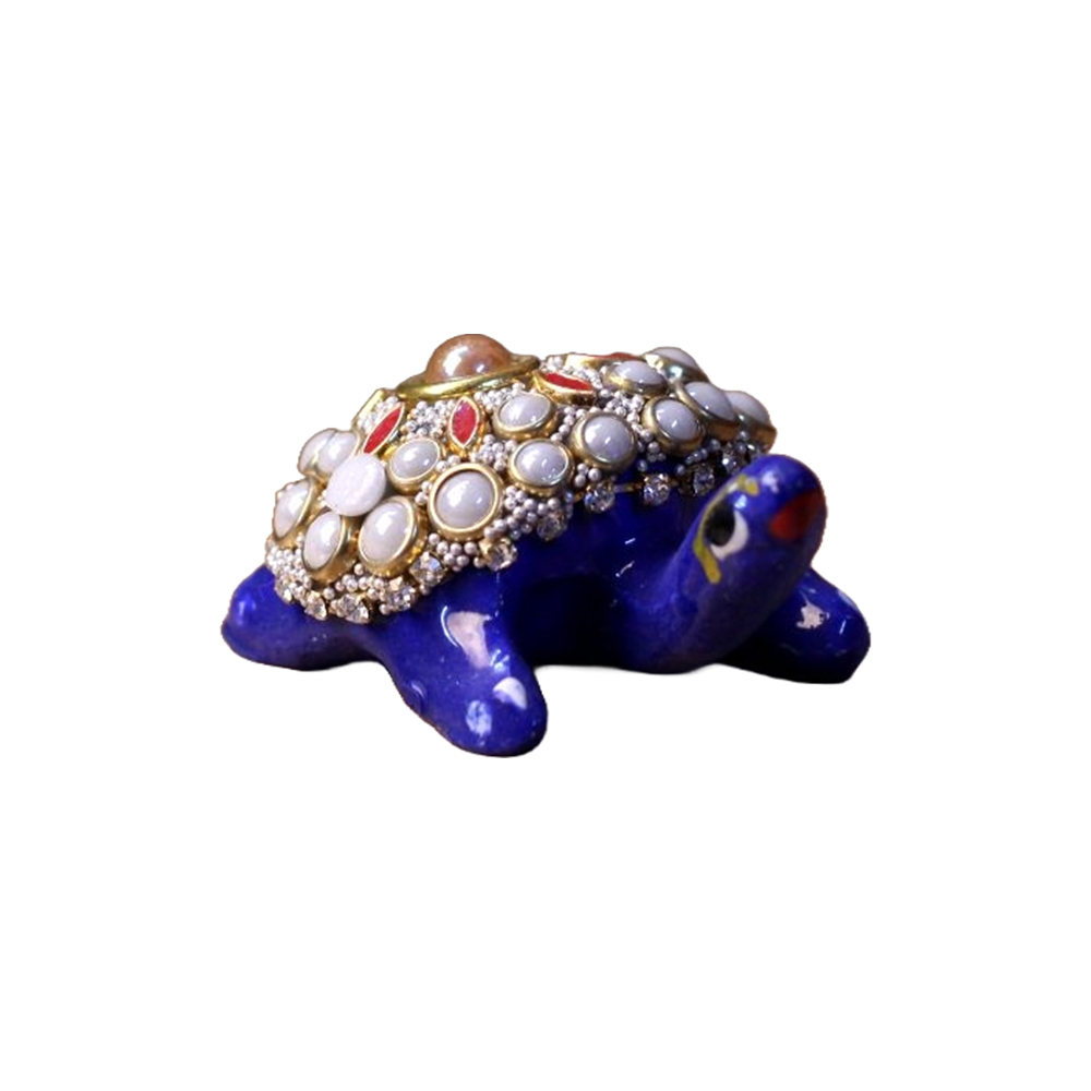 Handcrafted  Metal Stone Colorful Studded  Tortoise 2 Inches for Home Decoration Living Room Gift Diwali Decoration